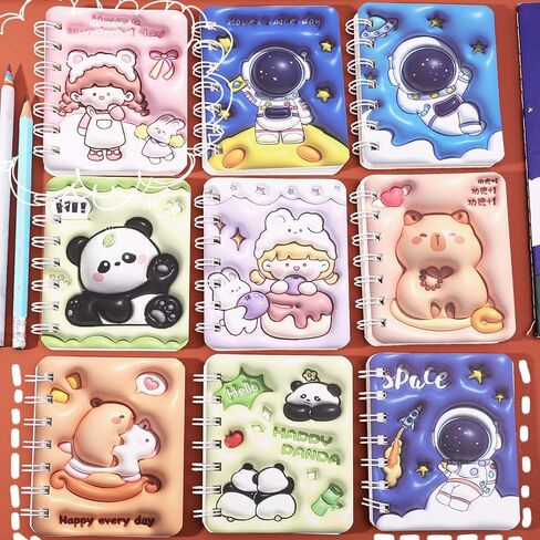2pcs/set Random Capybara/Astronaut Spiral A7 Notebook Portable Diary Plan Mini Notebook Student Stationery Gift (2Pcs #A Random) in Saudi Arabia