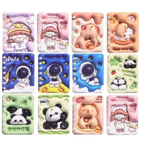 2pcs/set Random Capybara/Astronaut Spiral A7 Notebook Portable Diary Plan Mini Notebook Student Stationery Gift (2Pcs #A Random) in Saudi Arabia