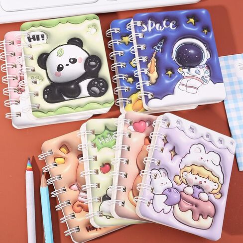 2pcs/set Random Capybara/Astronaut Spiral A7 Notebook Portable Diary Plan Mini Notebook Student Stationery Gift (2Pcs #A Random) in Saudi Arabia