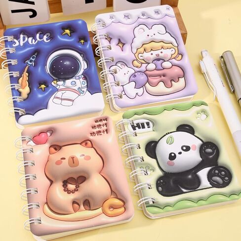 2pcs/set Random Capybara/Astronaut Spiral A7 Notebook Portable Diary Plan Mini Notebook Student Stationery Gift (2Pcs #A Random) in Saudi Arabia