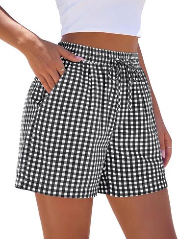PRETTYGARDEN Elastic Waist Summer Shorts for Women Trendy 2026 Gingham Cute Pajama Bottoms Plaid Y2K Beach Vacation Clothes in Saudi Arabia
