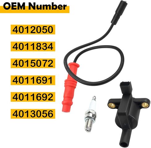 Ignition Coil w/Wire Cap & Spark Plug Kit Compatible with Polaris Sportsman 550 XP/EPS/EFI 2009-2014 & Sportsman 500 EFI/X2/Touring 2006-2014, Replaces 4012050 4011834 4015072 in Saudi Arabia
