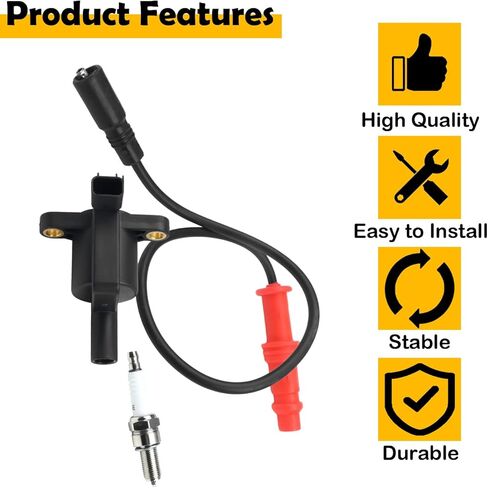 Ignition Coil w/Wire Cap & Spark Plug Kit Compatible with Polaris Sportsman 550 XP/EPS/EFI 2009-2014 & Sportsman 500 EFI/X2/Touring 2006-2014, Replaces 4012050 4011834 4015072 in Saudi Arabia