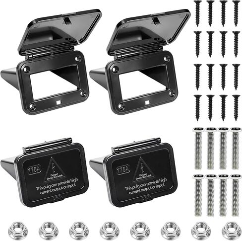4 Sets 175A Plug Mounting Panel with Dust Cover, Flush Mount Recessed Plate Compatible with Anderson SB175 Series Connectors, Suitable for Campers, Trucks, Boats and Yachts in Kuwait