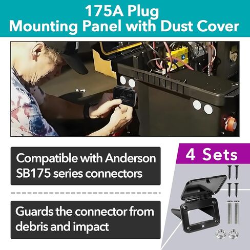 4 Sets 175A Plug Mounting Panel with Dust Cover, Flush Mount Recessed Plate Compatible with Anderson SB175 Series Connectors, Suitable for Campers, Trucks, Boats and Yachts in Kuwait