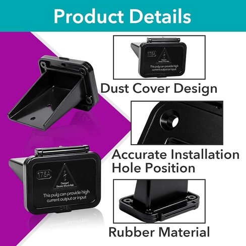 4 Sets 175A Plug Mounting Panel with Dust Cover, Flush Mount Recessed Plate Compatible with Anderson SB175 Series Connectors, Suitable for Campers, Trucks, Boats and Yachts in Kuwait