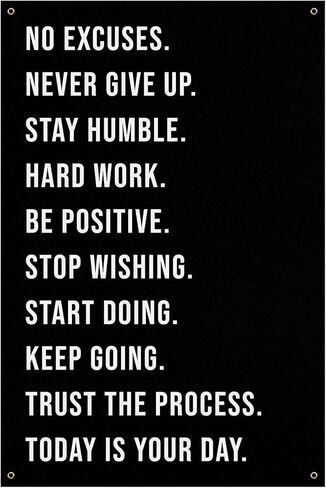 Multiple Quotes Banner - Home Gym Decor - Large Motivational Quote Wall Art - Weightlifting Fitness Weightloss (18 x 24 Inches) in Kuwait