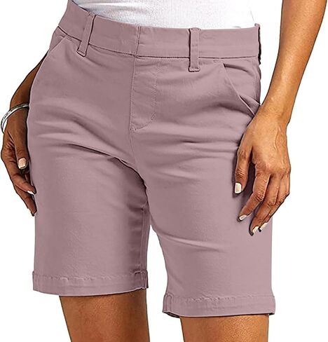 شورت برمودا نسائي جولف قصير سحب على 7 بوصة درزة داخلية متوسطة الارتفاع قابلة للتمدد مع جيوب كاكي فائدة مريحة للمشي لمسافات طويلة in Kuwait