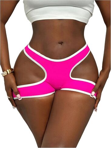 WDIRARA Women's Cut Out Bikini Bottoms Contrast Binding Low Rise Swimsuits Shorts in Saudi Arabia
