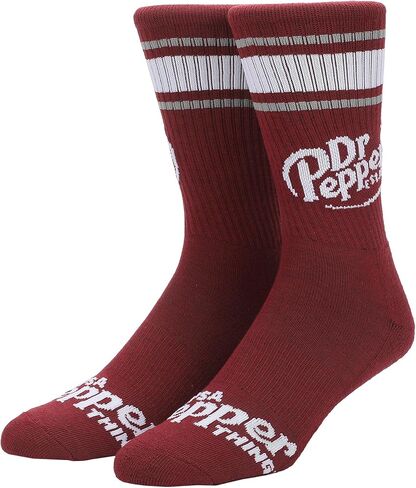 Bioworld Dr Pepper Classic Logo Maroon Men’s Athletic Crew Socks in Saudi Arabia
