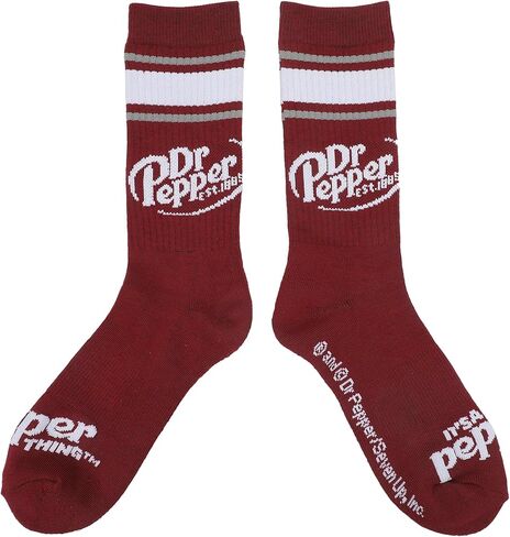 Bioworld Dr Pepper Classic Logo Maroon Men’s Athletic Crew Socks in Saudi Arabia