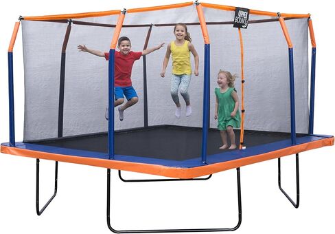 مجموعة الترامبولين المربعة ذات الارتداد العلوي مع حلقة علوية ممتازة ووسادة أمان - ترامبولين للجمباز في الهواء الطلق للأطفال | يدعم ما يصل إلى 500 رطل في الترامبولين الأرضي in Kuwait