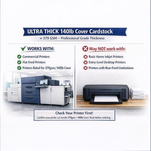 Extra Heavy Duty 140lb Cover Cardstock - 5" x 7" Bright White - 379gsm 18pt Thick Paper - Index, Flash & Post Card Stock (40 Pack) in Kuwait