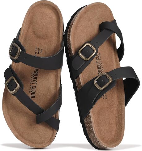 Summer Sandals Women Genuine Leather Slides for women 100% Natural Cork Footbed Womens Slides w/Straps Womens Sandals Comfortable Spring break outfit Women Footwear (Lian) in Kuwait