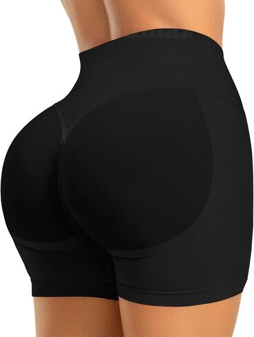 Women's Seamless Scrunch Butt Lifting Workout Shorts Hidden Scrunch Mid Low Waist Yoga Shorts with Tummy Control in Saudi Arabia