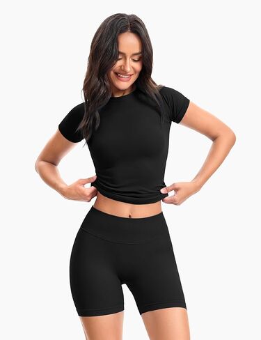 Women's Seamless Scrunch Butt Lifting Workout Shorts Hidden Scrunch Mid Low Waist Yoga Shorts with Tummy Control in Saudi Arabia