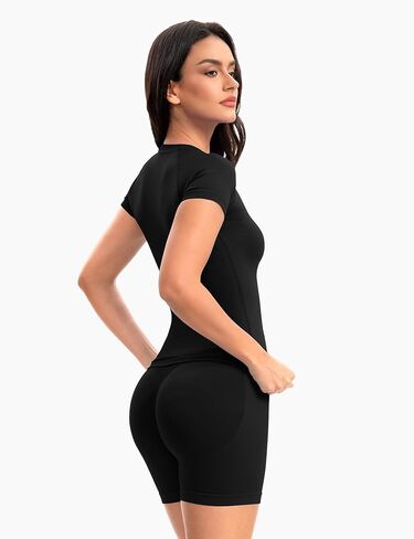 Women's Seamless Scrunch Butt Lifting Workout Shorts Hidden Scrunch Mid Low Waist Yoga Shorts with Tummy Control in Saudi Arabia