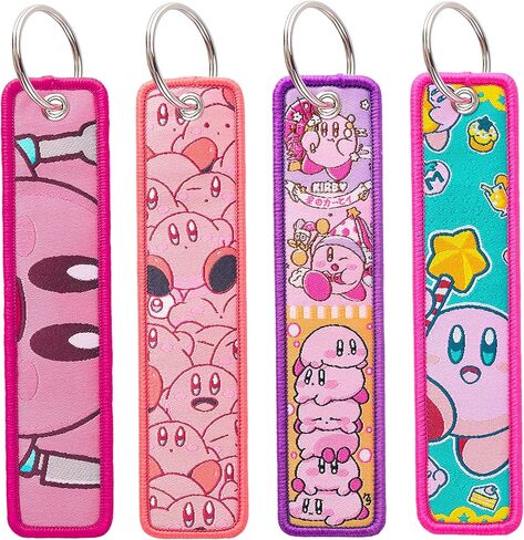 Pink Cute Video Game Embroidered Keychain（4 Pack） Cartoon Gifts Merch Party Supplies Key JDM Jet Tag Double Sided with Key Ring for Purse Charms Motorcycles Scooters Car Accessories in Saudi Arabia