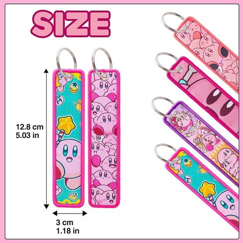 Pink Cute Video Game Embroidered Keychain（4 Pack） Cartoon Gifts Merch Party Supplies Key JDM Jet Tag Double Sided with Key Ring for Purse Charms Motorcycles Scooters Car Accessories in Saudi Arabia