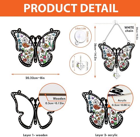 Macorner نافذة أكريليك معلقة نافذة فراشة Suncatcher، هدايا عيد ميلاد للنساء، في بعض الأحيان تنسى هدايا الشكر الرائعة لها، للأم والجدة والزوجة والصديق in Kuwait