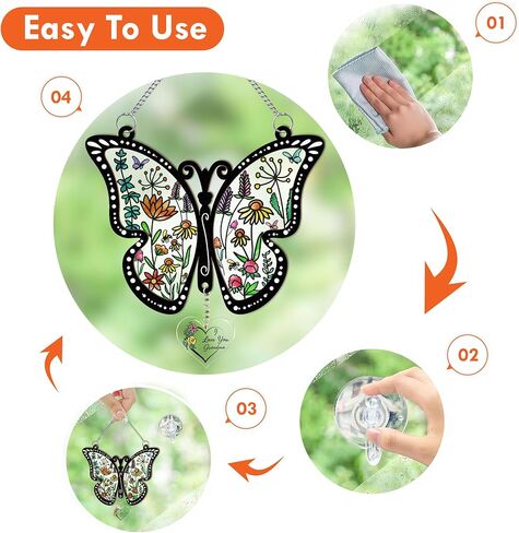 Macorner نافذة أكريليك معلقة نافذة فراشة Suncatcher، هدايا عيد ميلاد للنساء، في بعض الأحيان تنسى هدايا الشكر الرائعة لها، للأم والجدة والزوجة والصديق in Kuwait