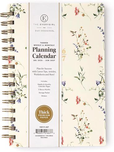 Blue Sky The Everygirl 2026-2027 Weekly and Monthly Academic Year Planner Calendar, July 2026 - June 2027, 5" x 8", Flexible Cover, Wirebound, Laminated Tabs, Storage Pocket, Includes Stickers, Marisa in Saudi Arabia