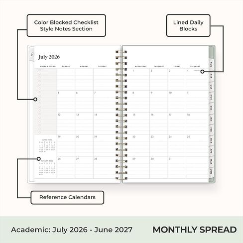Blue Sky The Everygirl 2026-2027 Weekly and Monthly Academic Year Planner Calendar, July 2026 - June 2027, 5" x 8", Flexible Cover, Wirebound, Laminated Tabs, Storage Pocket, Includes Stickers, Marisa in Saudi Arabia
