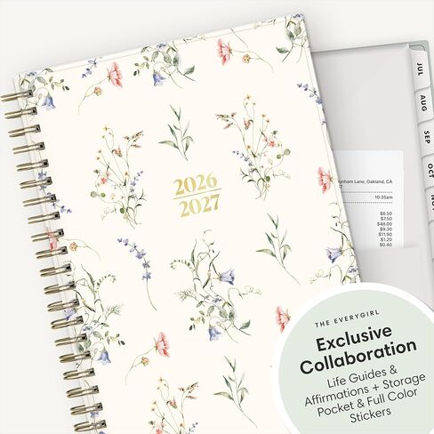 Blue Sky The Everygirl 2026-2027 Weekly and Monthly Academic Year Planner Calendar, July 2026 - June 2027, 5" x 8", Flexible Cover, Wirebound, Laminated Tabs, Storage Pocket, Includes Stickers, Marisa in Saudi Arabia