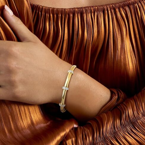 Ross-Simons Diamond Station Bangle Bracelet in 18kt Gold Over Sterling in Saudi Arabia