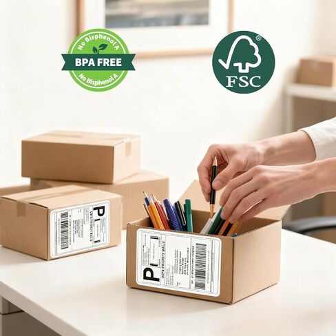 100 ملصق حراري 4x6 100/مكدس، ملصقات حرارية للشحن HUOJI مقاس 4x6 قابلة للطي متوافقة مع طابعات Rollo وZebra وMUNBYN (درجة تجارية) in Kuwait