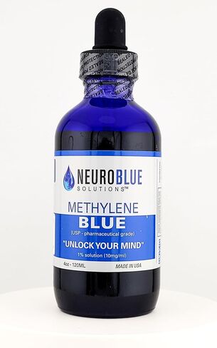 (4 Oz) 120ml Methylene Blue Pharmaceutical Grade 99.99% with Dropper, Methylene Blue USP Grade, No Formaldehyde, Heavy Metal Free, NeuroBlue Solutions in Saudi Arabia
