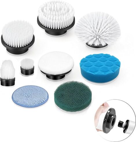 electric spin scrubber replacement heads 8 in 1 cleaning brush, for Electric Spin Scrubber of ANS-8051A/8050 Power Shower Scrubber,for Household and Heavy Oil Pollution Cleaning accessory in Saudi Arabia