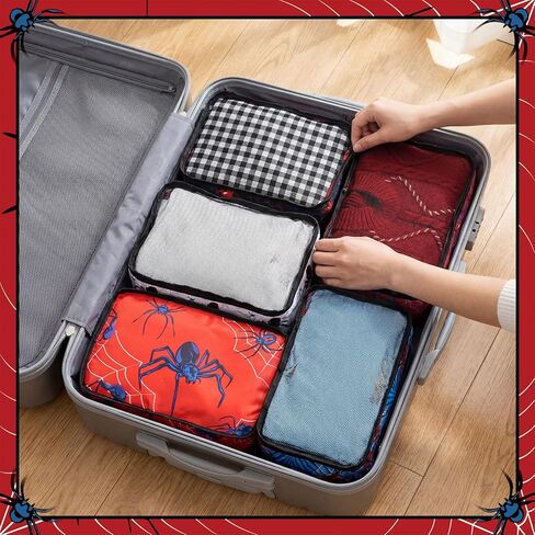 5 Pcs Spider Packing Cubes Set for Travel Spider Travel Bags Accessories Luggage Organizer for Adults Trips Holidays Hiking Camping Cruise in Saudi Arabia
