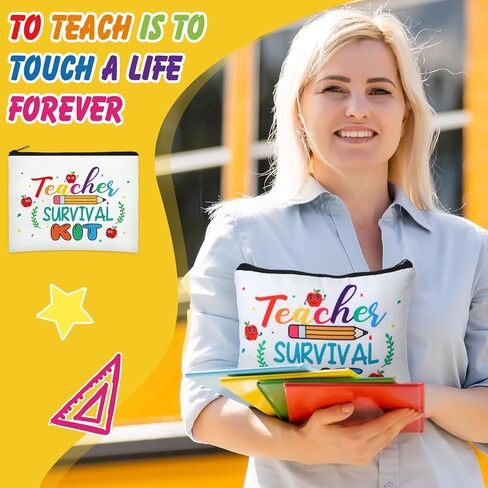 Sanwuta 64 Pcs Teacher Appreciation Gifts Teacher Makeup Bag Women Cosmetic Bag Funny Toiletry Pencil Pouch Thank You School Graduation Birthday Gift Travel Makeup Bag with Zipper 16 Styles in Saudi Arabia