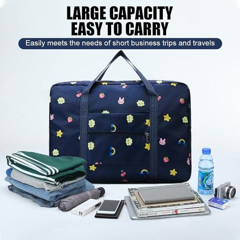 1pc Large Capacity Foldable Travel Storage Bag: Waterproof, Portable Luggage Bag for Journeys,Navy Blue Rainbow in Saudi Arabia