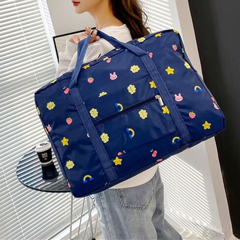 1pc Large Capacity Foldable Travel Storage Bag: Waterproof, Portable Luggage Bag for Journeys,Navy Blue Rainbow in Saudi Arabia