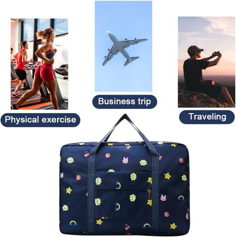 1pc Large Capacity Foldable Travel Storage Bag: Waterproof, Portable Luggage Bag for Journeys,Navy Blue Rainbow in Saudi Arabia