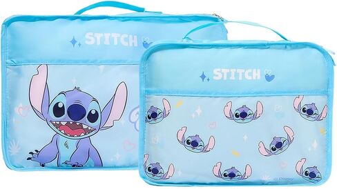 MINISO 2 Pack Disney Lilo & Stitch Travel Packing Cubes – Reusable Clothes Storage Bags & Luggage Organizers for Clothes, Socks & Toiletries in Saudi Arabia