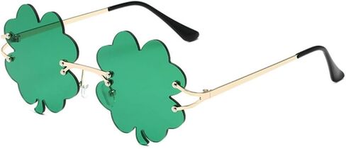نظارات شمس القديس باتريك الأيرلندية شامروك باللون الأخضر من Lucky Four Leaf Clover Leprechaun للنساء والرجال in Saudi Arabia