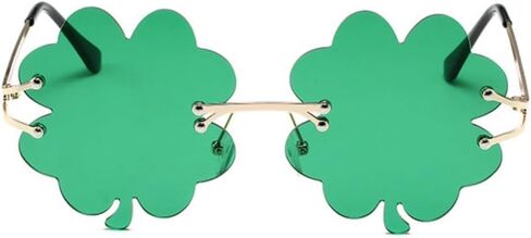 نظارات شمس القديس باتريك الأيرلندية شامروك باللون الأخضر من Lucky Four Leaf Clover Leprechaun للنساء والرجال in Saudi Arabia