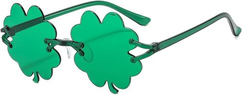 نظارات شمس القديس باتريك الأيرلندية شامروك باللون الأخضر من Lucky Four Leaf Clover Leprechaun للنساء والرجال in Kuwait