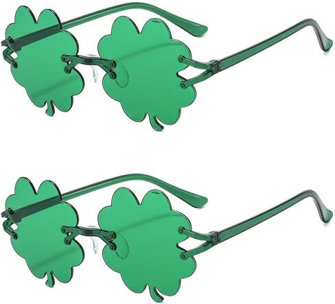 نظارات شمس القديس باتريك الأيرلندية شامروك باللون الأخضر من Lucky Four Leaf Clover Leprechaun للنساء والرجال in Saudi Arabia
