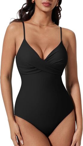 SUUKSESS Women Tummy Control One Piece Swimsuits V Neck Front Cross Bathing Suit in Saudi Arabia