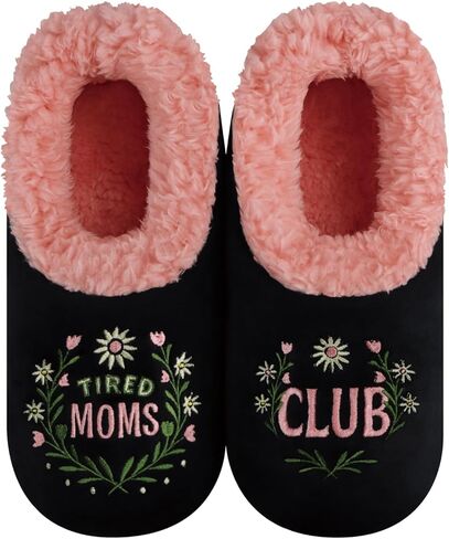 Snoozies Pairable Slipper Socks - Funny House Slippers for Women, Non-Slip Fuzzy Slipper Socks - Super Mom - Large in Saudi Arabia