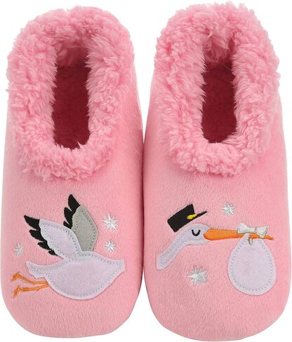 Snoozies Pairable Slipper Socks - Funny House Slippers for Women, Non-Slip Fuzzy Slipper Socks - Super Mom - Large in Saudi Arabia