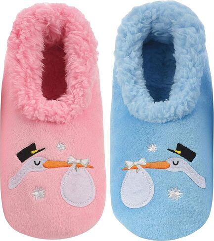 Snoozies Pairable Slipper Socks - Funny House Slippers for Women, Non-Slip Fuzzy Slipper Socks - Super Mom - Large in Saudi Arabia
