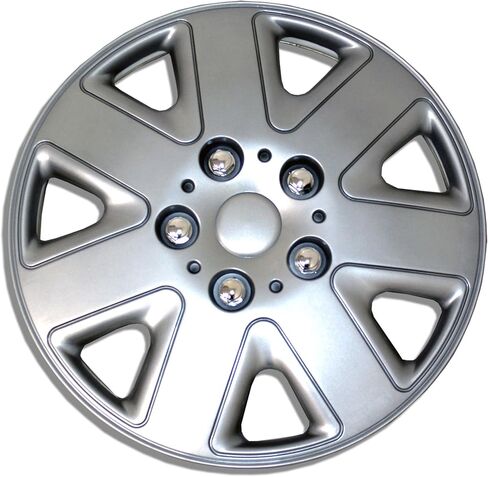 Tuningpros WC1P-15-1026-S - حزمة من غطاء محور واحد (قطعة واحدة) - أغطية عجلات معدنية فضية اللون مقاس 15 بوصة (منبثقة) in Saudi Arabia