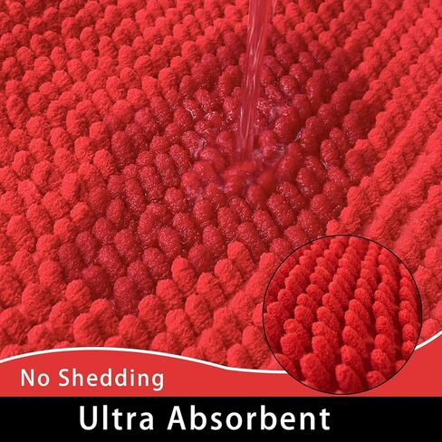 بساط حمام من Eanpet Chenille مصنوع من الألياف الدقيقة، سجادة حمام للأطفال، سجادة حمام قابلة للغسل وجافة وسريعة الامتصاص للماء (19.2 بوصة × 31.1 بوصة و15.3 بوصة × 23.2 بوصة، أحمر) in Kuwait