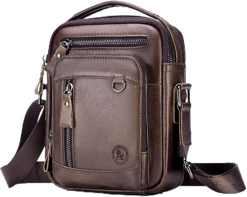 Men's Vinatge Leather Crossbody:Compact with Organized Pockets,Stylish & Functional for Everyday Carry in Saudi Arabia