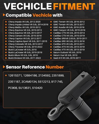 MOTOALL Camshaft Position Sensor 12615371 4Pcs Compatible with Chevy Impala Malibu Equinox Camaro Buick LaCrosse Allure Enclave GMC Terrain Acadia Canyon Replces 12684186 in Saudi Arabia